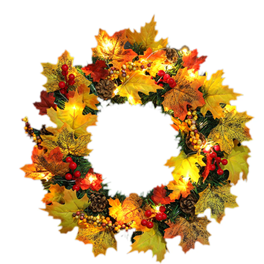 Livingandhome Artificial Maple Leaf Wreath Outdoor Decoration for Christmas - Image 3