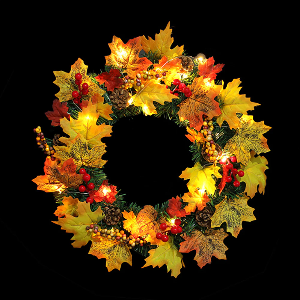 Livingandhome Artificial Maple Leaf Wreath Outdoor Decoration for Christmas - Image 4