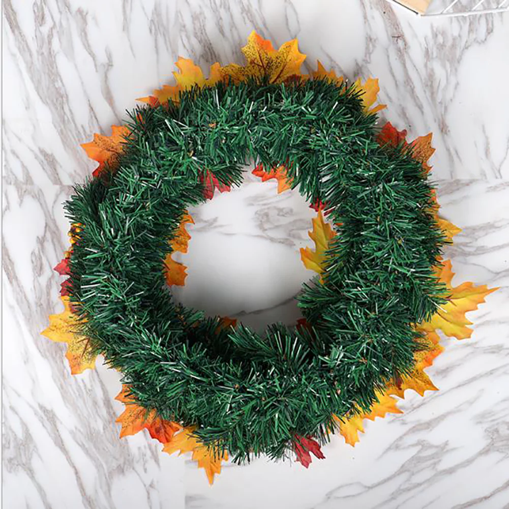 Livingandhome Artificial Maple Leaf Wreath Outdoor Decoration for Christmas - Image 5