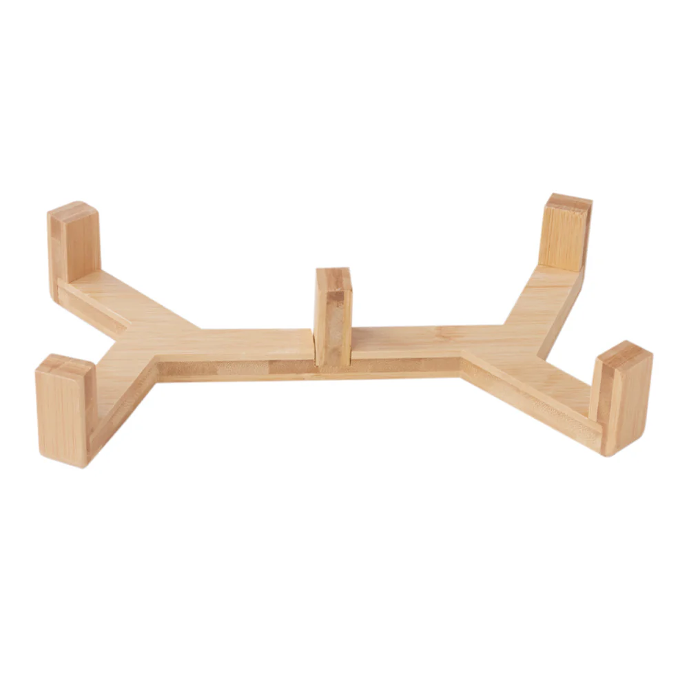Livingandhome Bamboo Double Ceramic Bowls Pet Feeder - Image 6