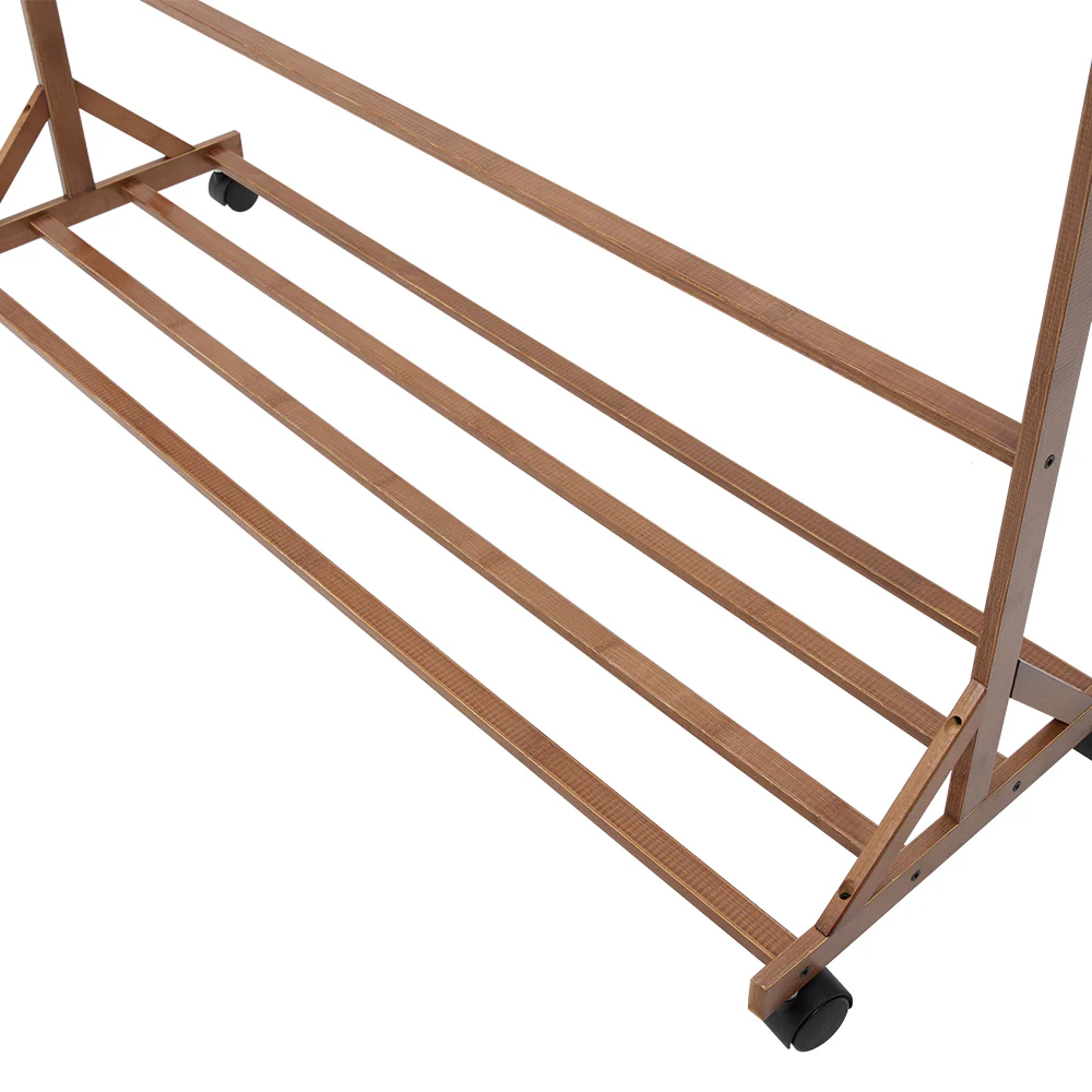 Livingandhome Bamboo Garment Hat Rack with Wheels - Image 4