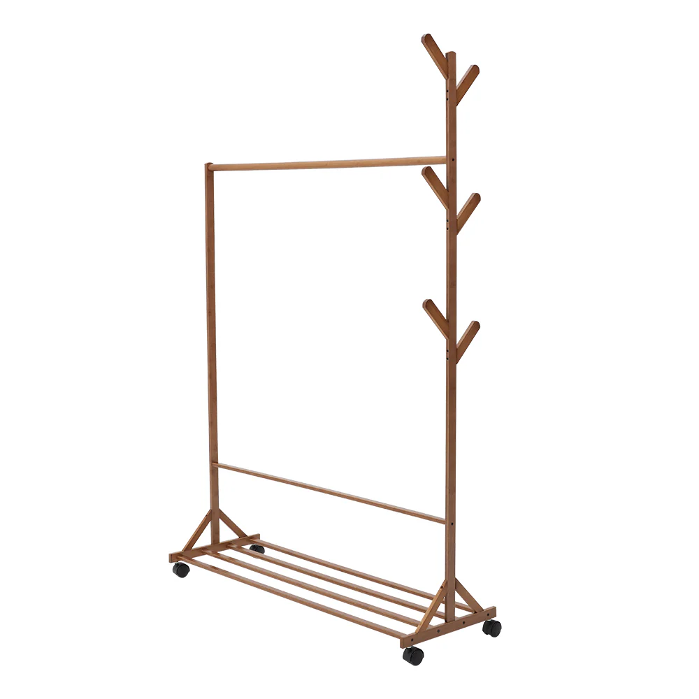 Livingandhome Bamboo Garment Hat Rack with Wheels - Image 5