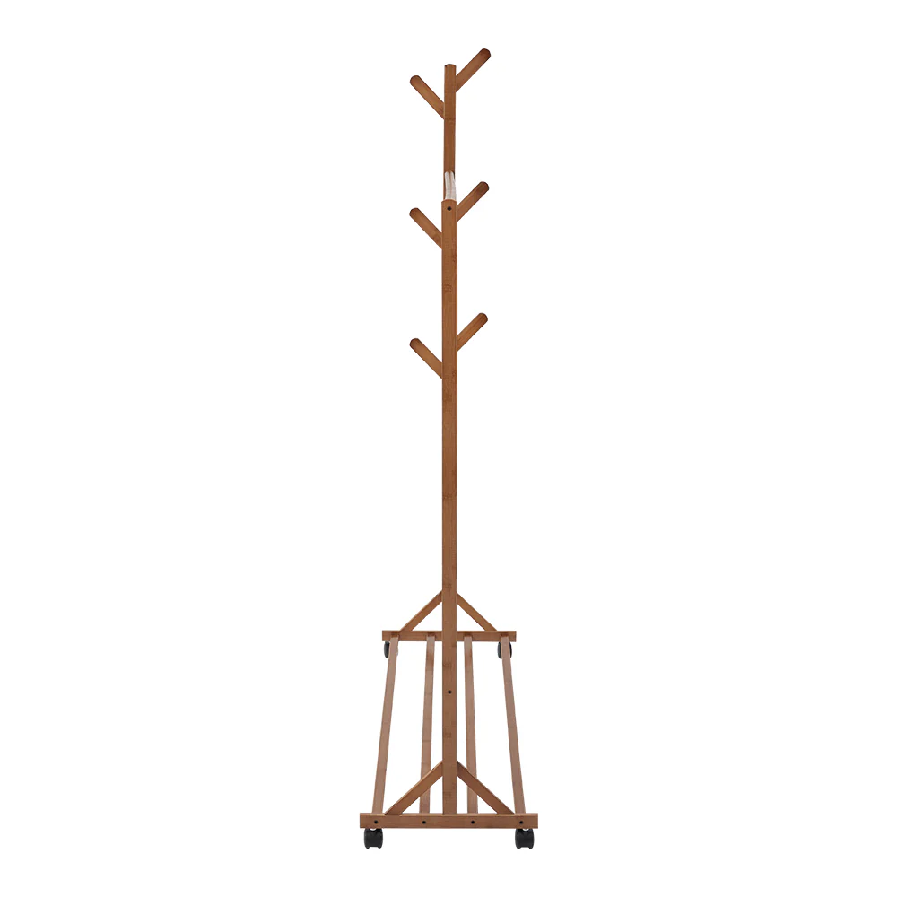 Livingandhome Bamboo Garment Hat Rack with Wheels - Image 6