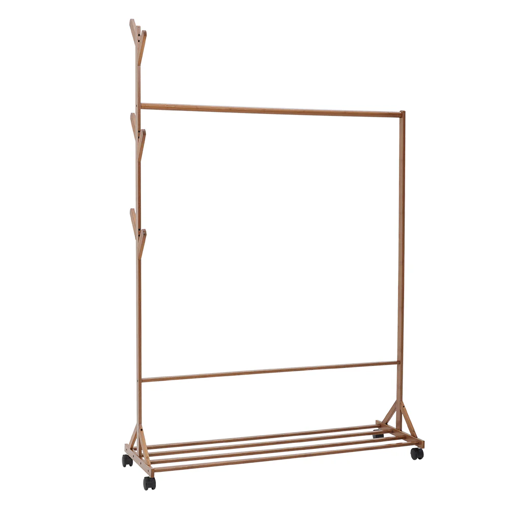 Livingandhome Bamboo Garment Hat Rack with Wheels - Image 7