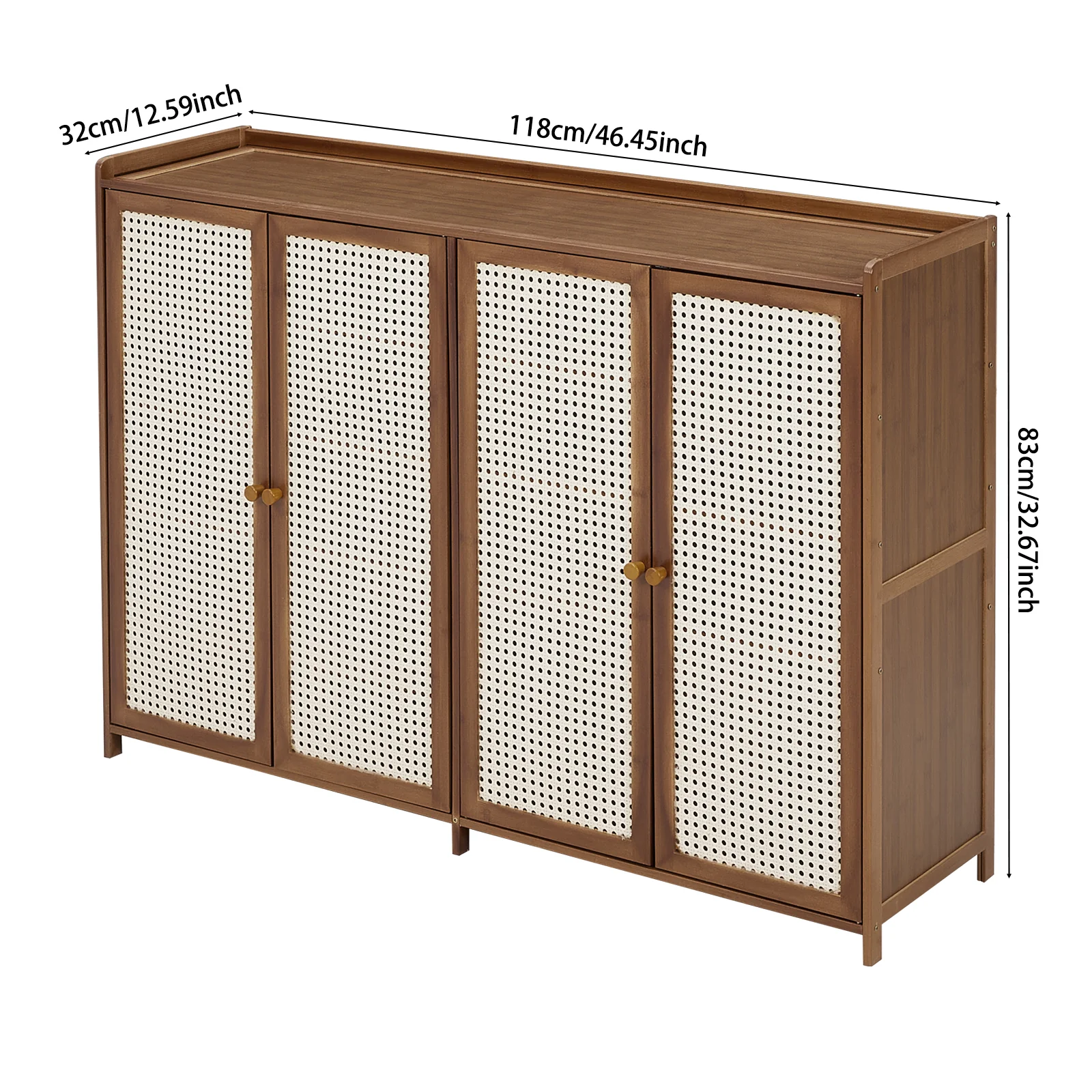 Livingandhome Bamboo Shoe Storage Cabinet with Doors - Image 8