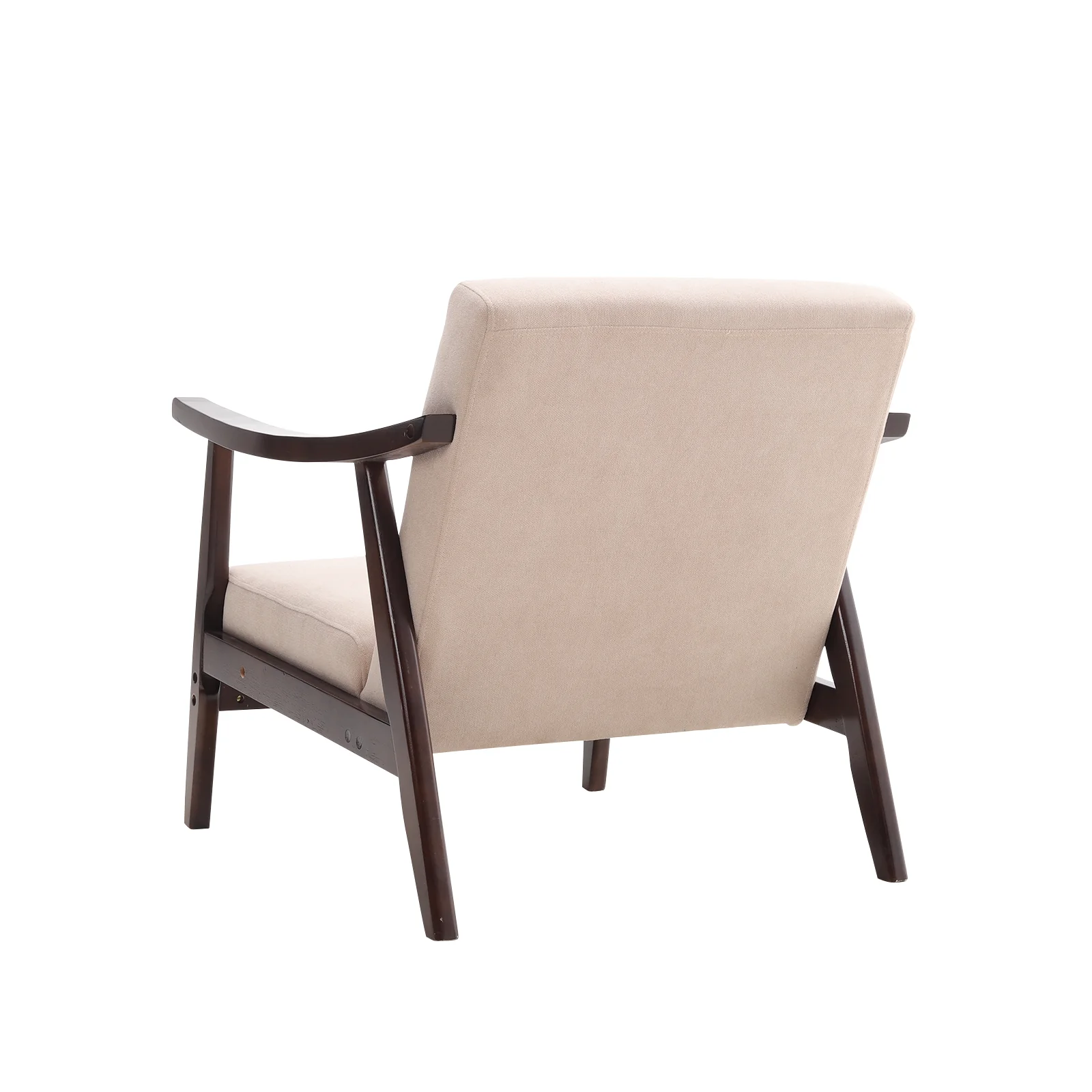 Livingandhome Beige Fabric Accent Chair with Wooden Frame - Image 4