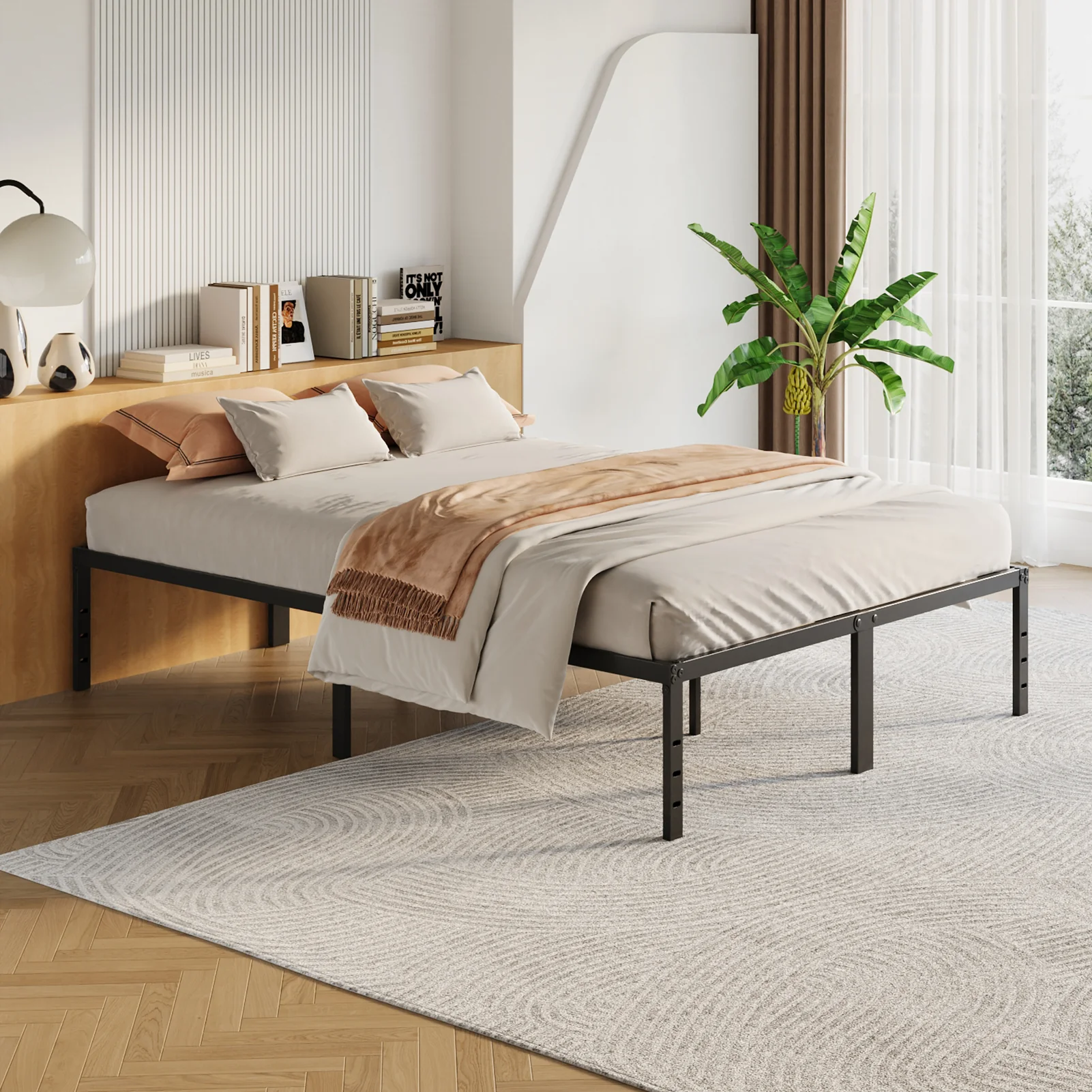 Livingandhome Black Iron Bed Frame without Mattress - Image 2