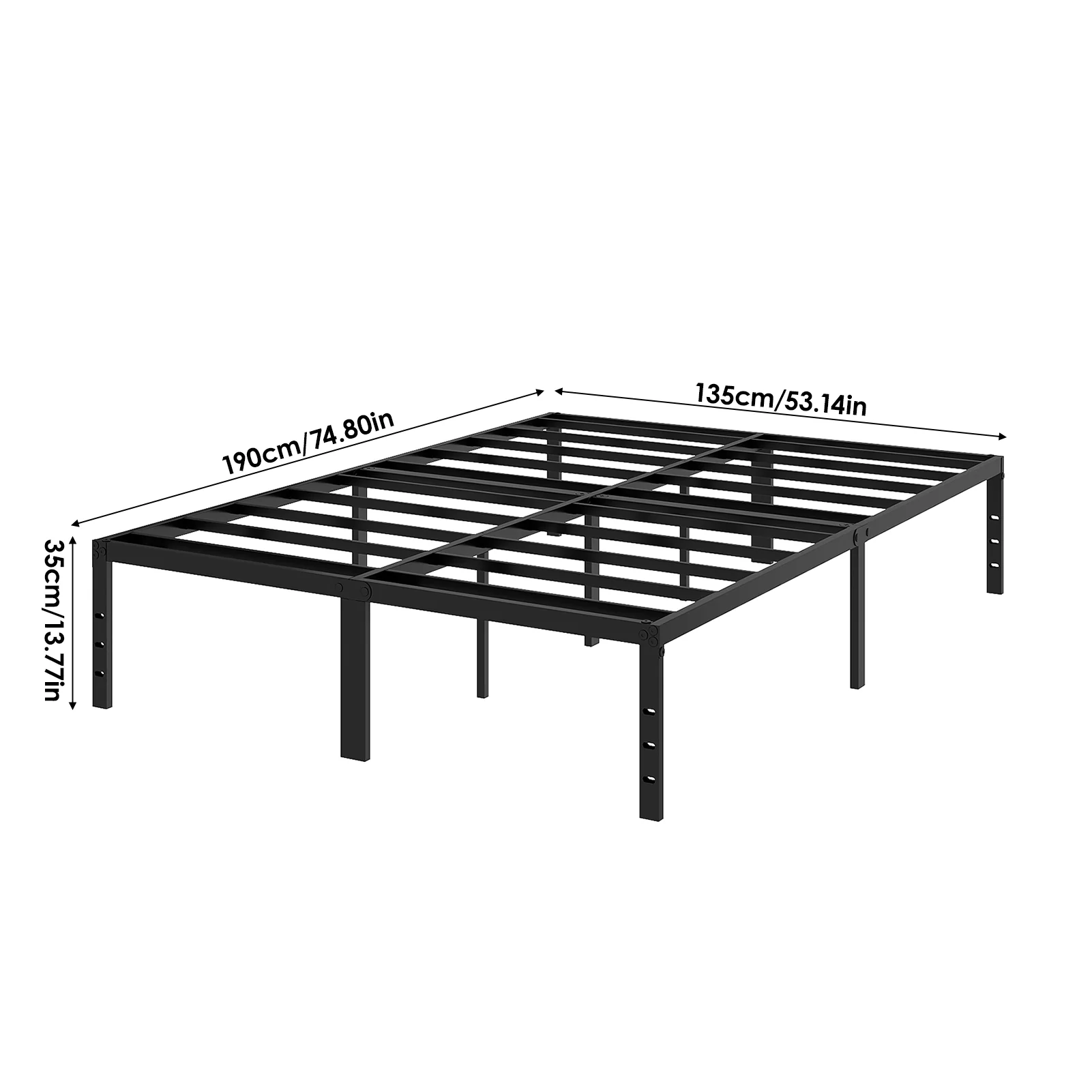 Livingandhome Black Iron Bed Frame without Mattress - Image 3