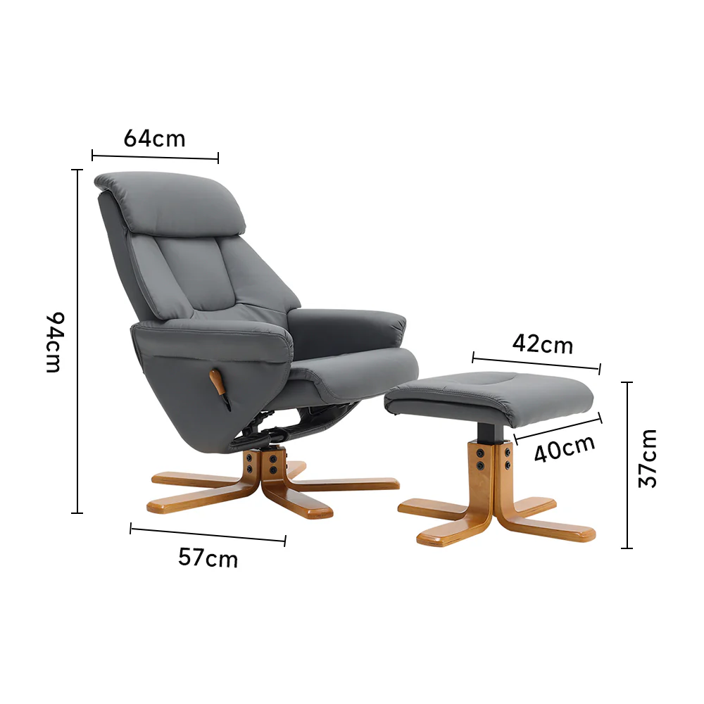 Livingandhome Brown Faux Leather Swivel Recliner Set - Image 3
