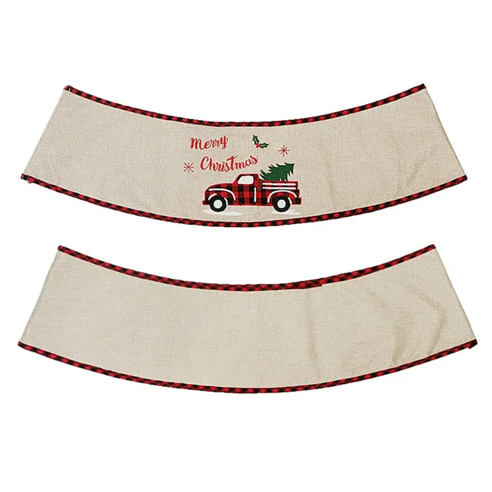 Livingandhome Burlap Merry Christmas Tree Skirt Collar - Image 4
