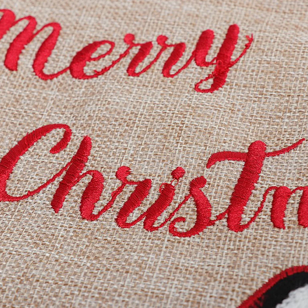 Livingandhome Burlap Merry Christmas Tree Skirt Collar - Image 6