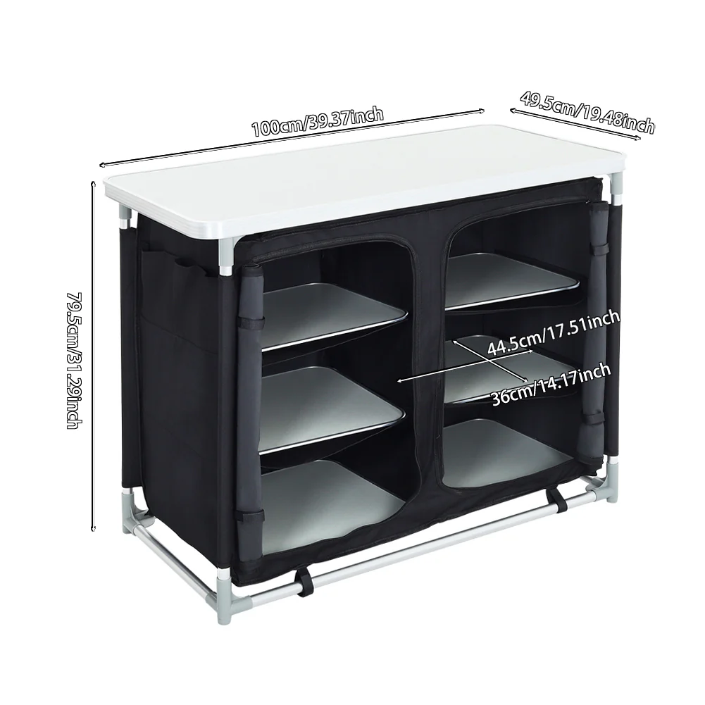Livingandhome Camping Kitchen Table Portable Cabinet Kitchen Storage - Image 7