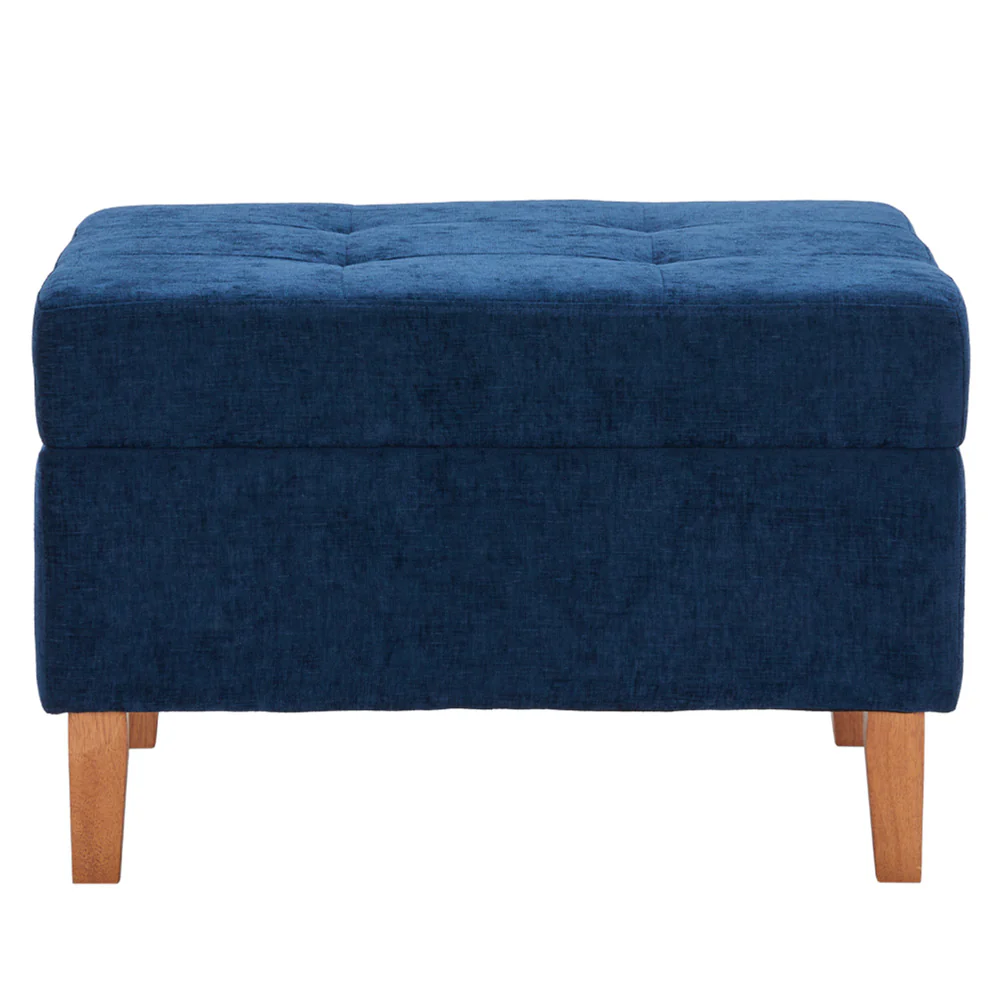 Livingandhome Chenille Storage Bench with Rubberwood Legs - Image 2