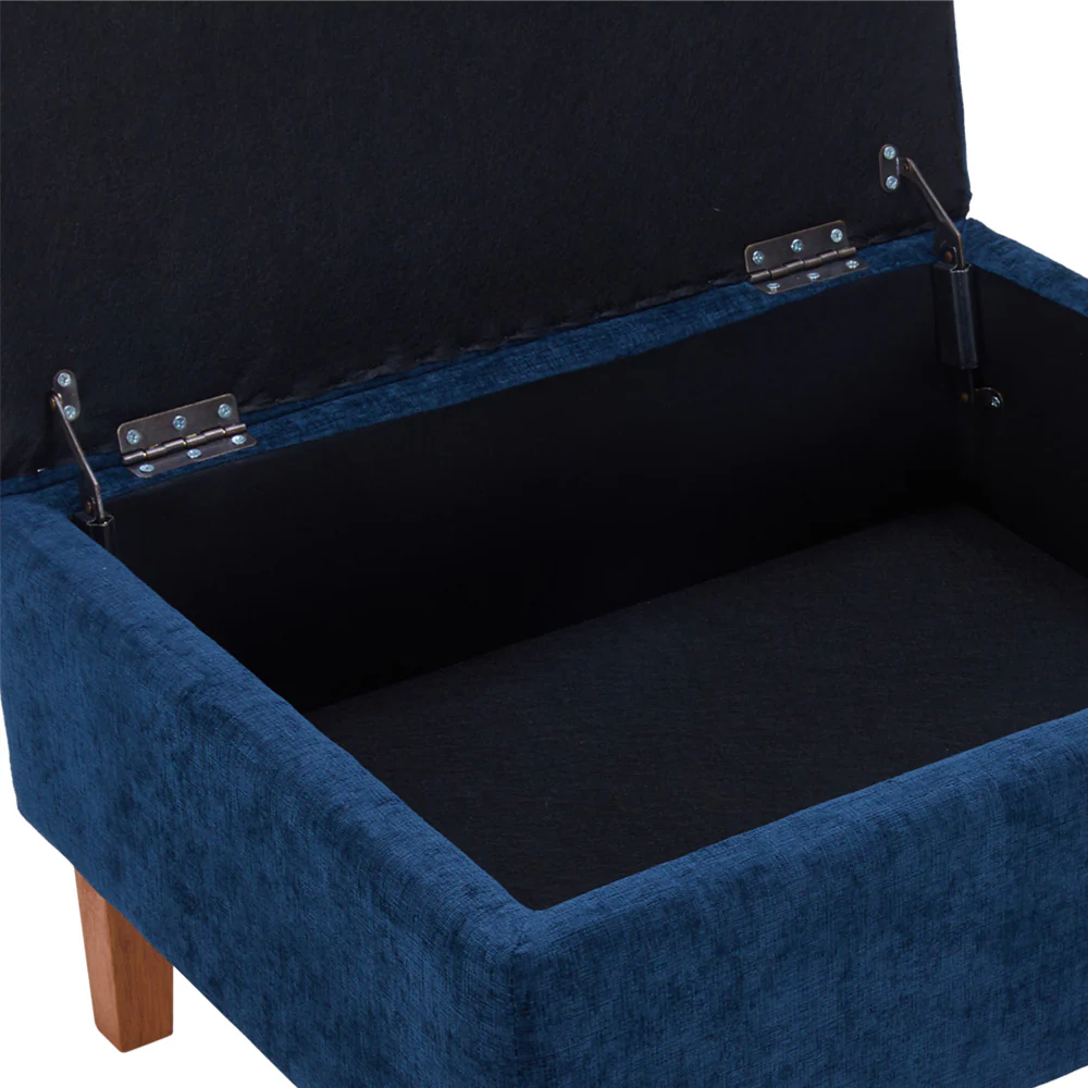 Livingandhome Chenille Storage Bench with Rubberwood Legs - Image 7