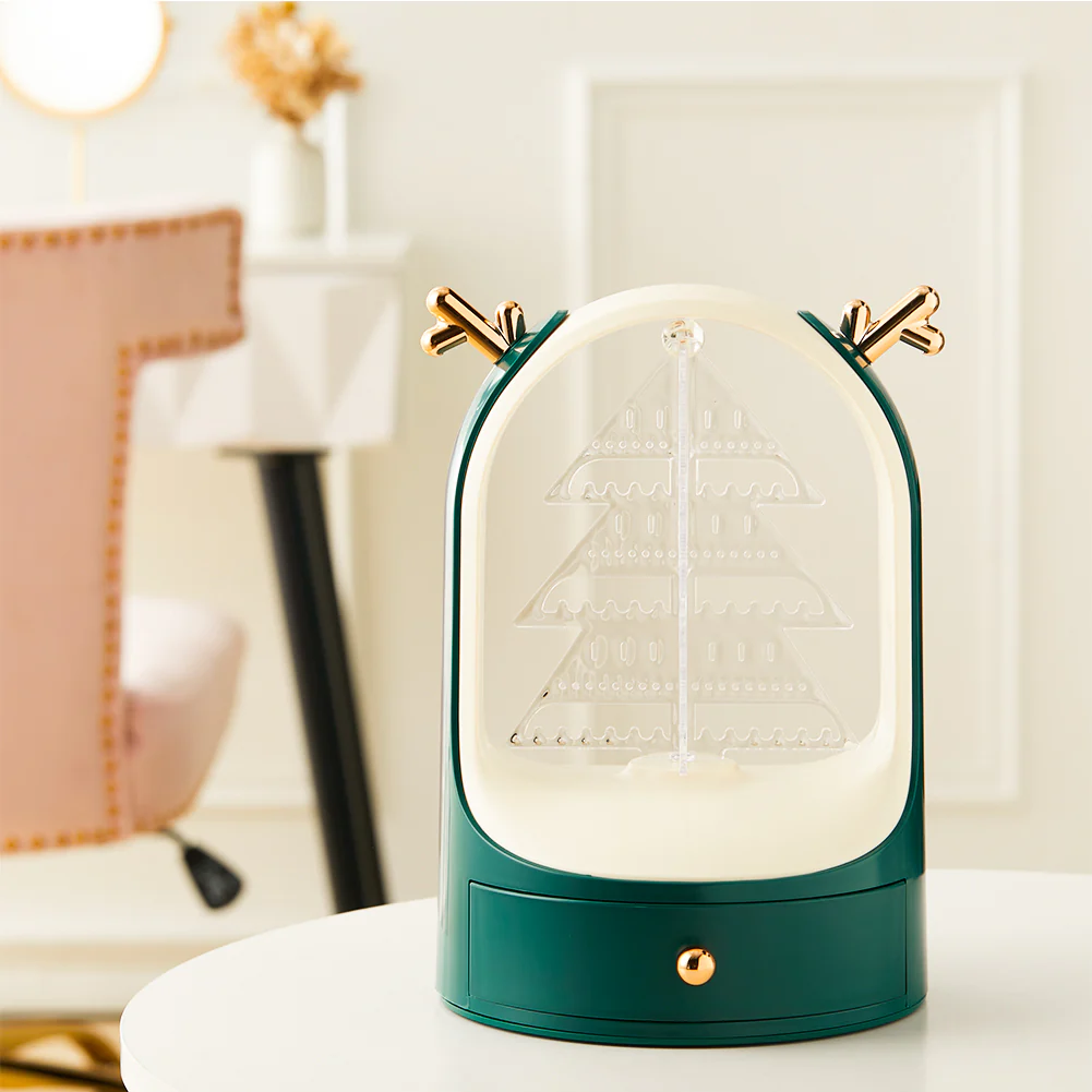 Livingandhome Christmas Tree Desktop Jewelry Display Holder with Drawer - Image 2