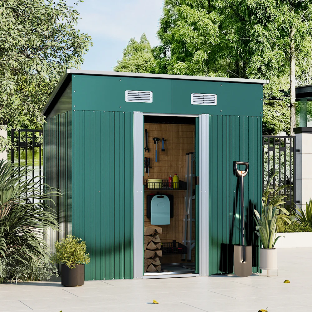 Livingandhome 4*6ft/4*8FT Metal Garden Storage Shed With Sliding Door - Image 2