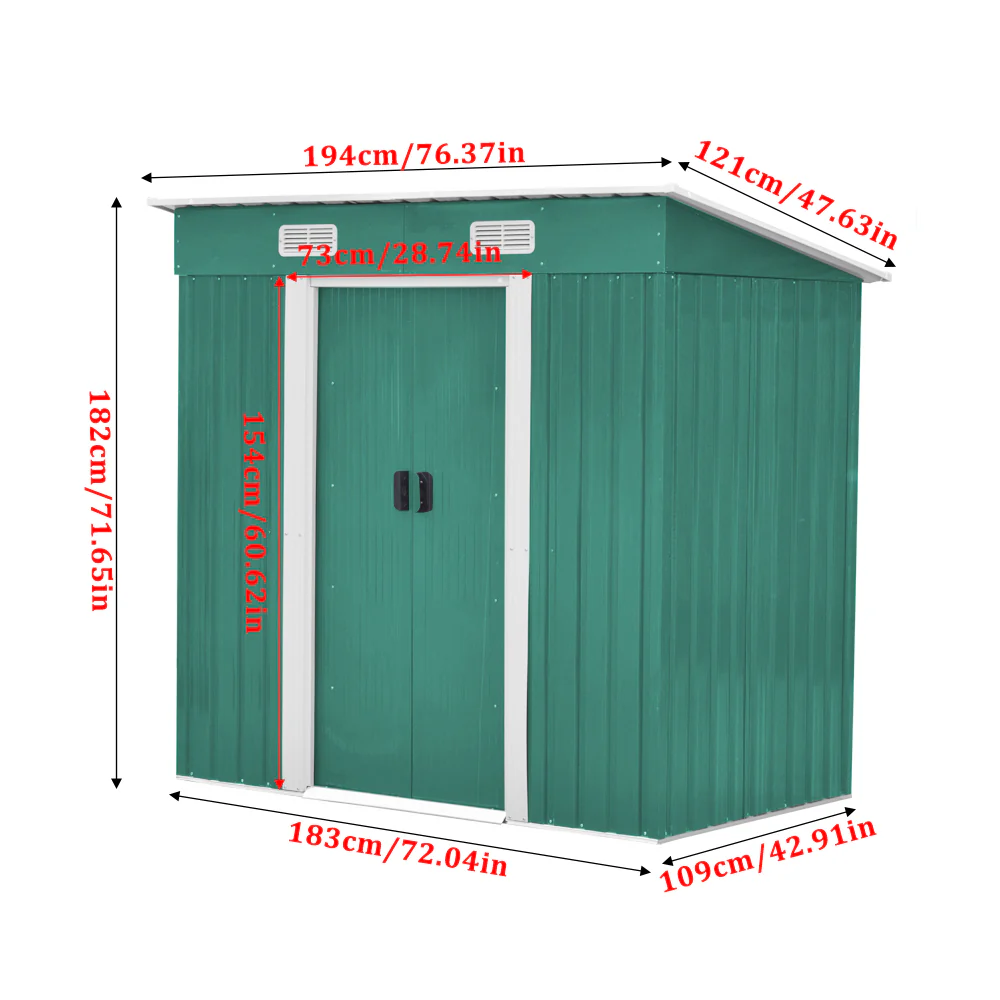 Livingandhome 4*6ft/4*8FT Metal Garden Storage Shed With Sliding Door - Image 5