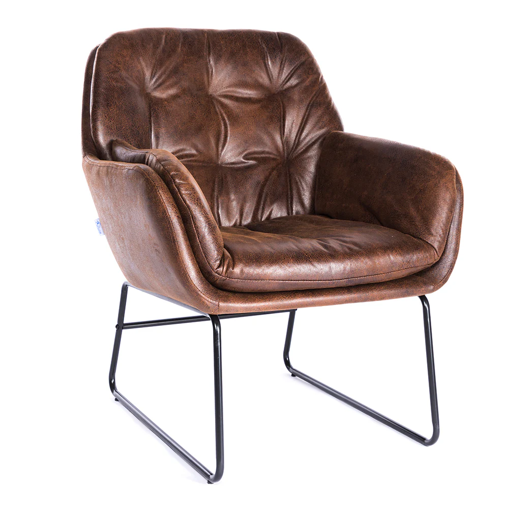 Livingandhome Contemporary Metal Legs Tufted Leisure Armchair - Image 4