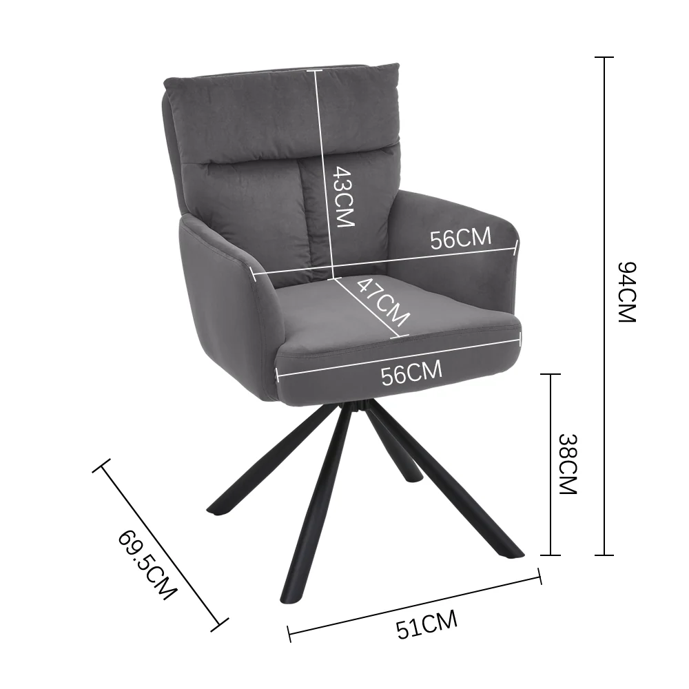 Livingandhome Contemporary Swivel Armchair with Metal Legs - Image 3