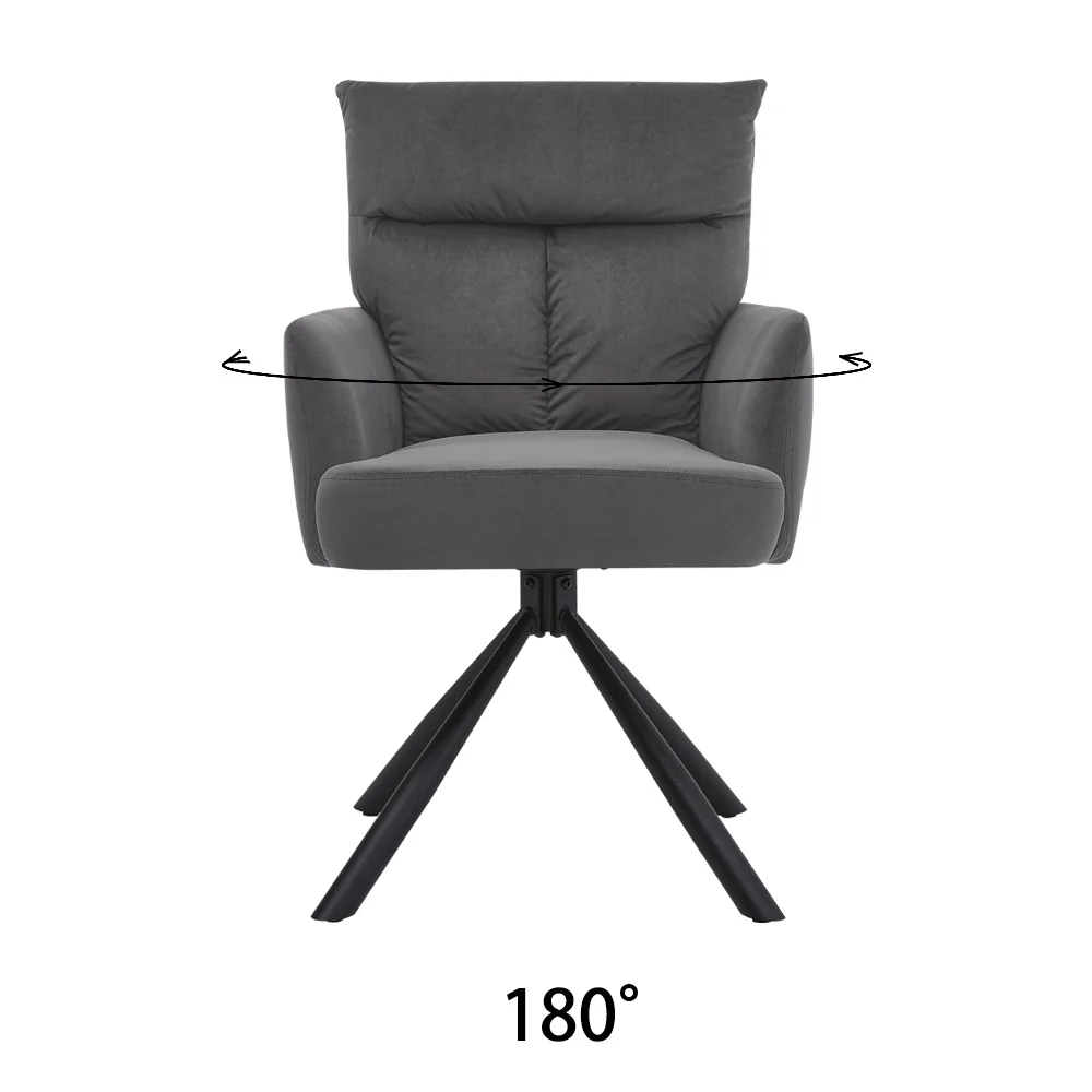 Livingandhome Contemporary Swivel Armchair with Metal Legs - Image 4