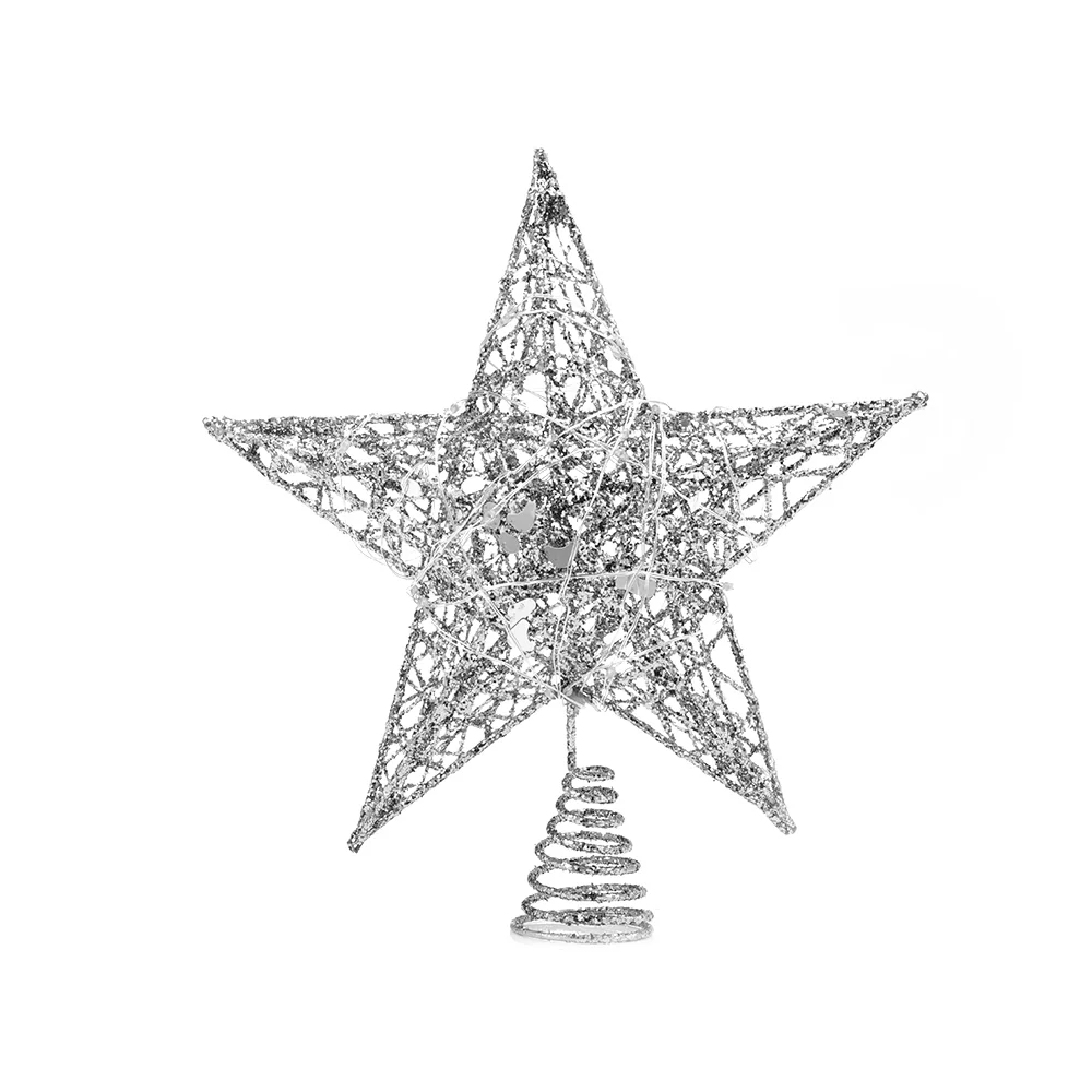 Livingandhome Decorative Star Sequins Christmas Tree Topper with LED Lights - Image 3