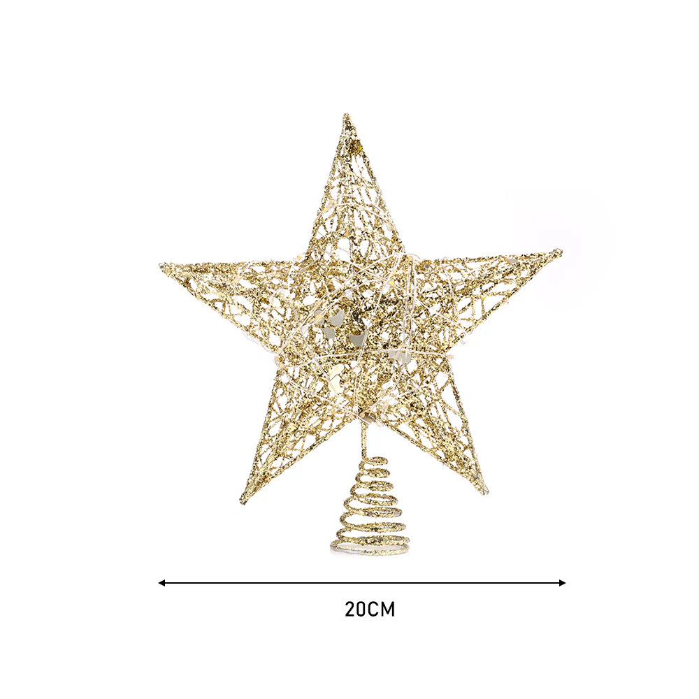 Livingandhome Decorative Star Sequins Christmas Tree Topper with LED Lights - Image 6