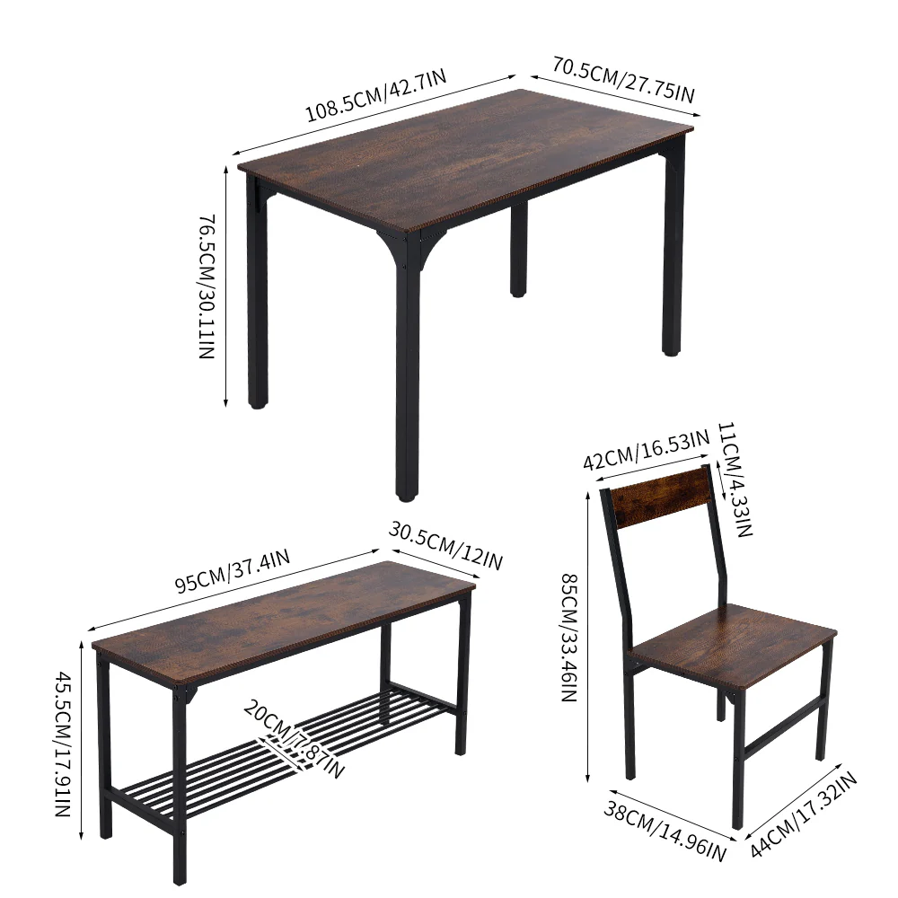 Livingandhome Dining Table Set for 4 - Image 8
