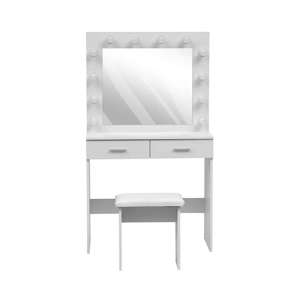 Livingandhome Elegant White Vanity Table With Stool - Image 3