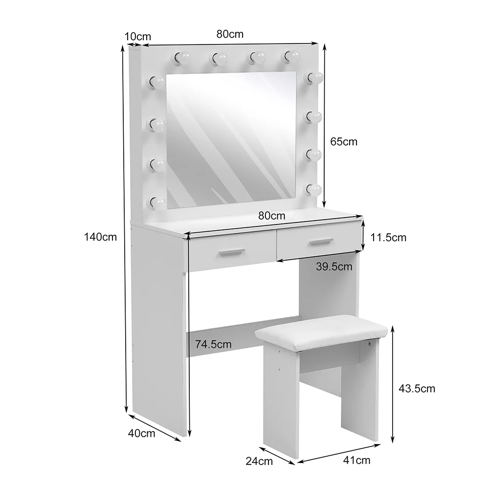Livingandhome Elegant White Vanity Table With Stool - Image 7