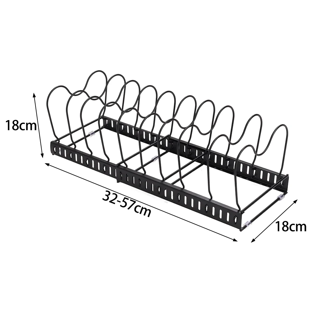 Livingandhome Expandable Pot Pan Lid Rack Pan Organiser with 10 Dividers - Image 6