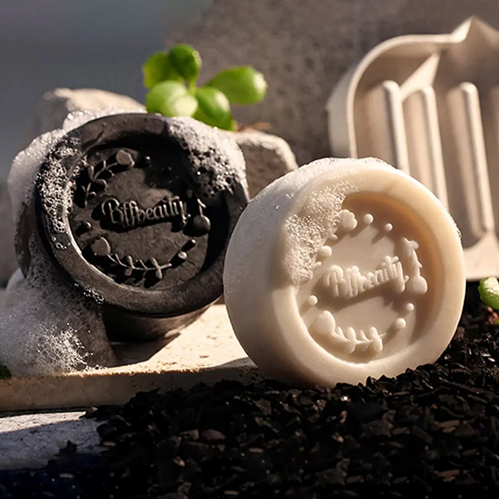 Livingandhome Facial Cleansing Soap Bars 2 Pcs Moisturizing Charcoal Soap - Image 3