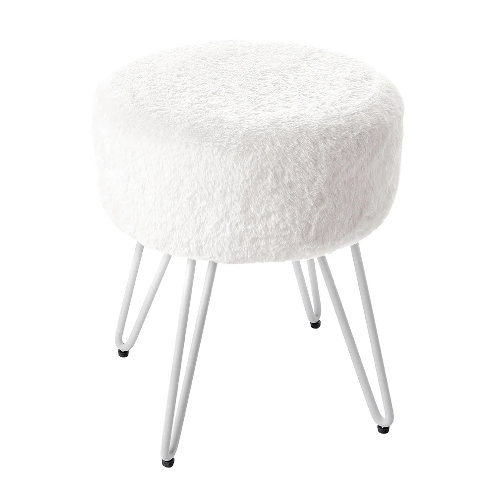 Livingandhome Faux Fur Upholstered Vanity Stool - Image 2