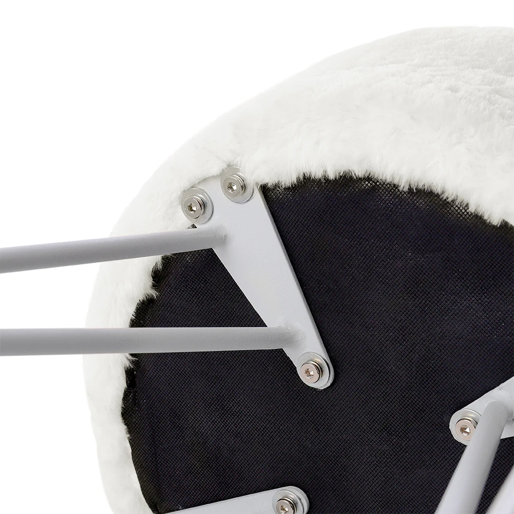 Livingandhome Faux Fur Upholstered Vanity Stool - Image 6