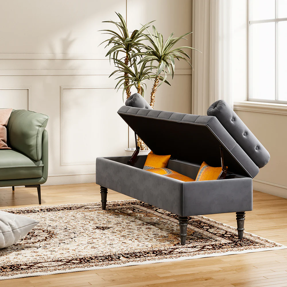 Livingandhome Flip Top Storage Bench With Side Arms - Image 2