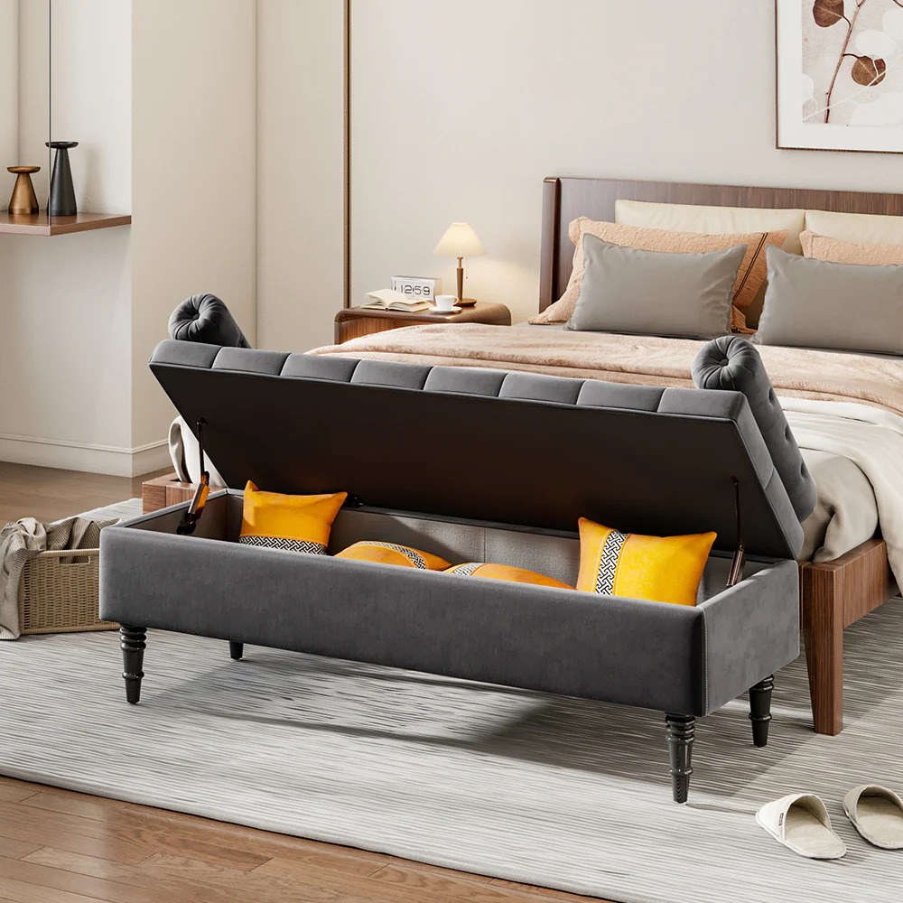 Livingandhome Flip Top Storage Bench With Side Arms - Image 8