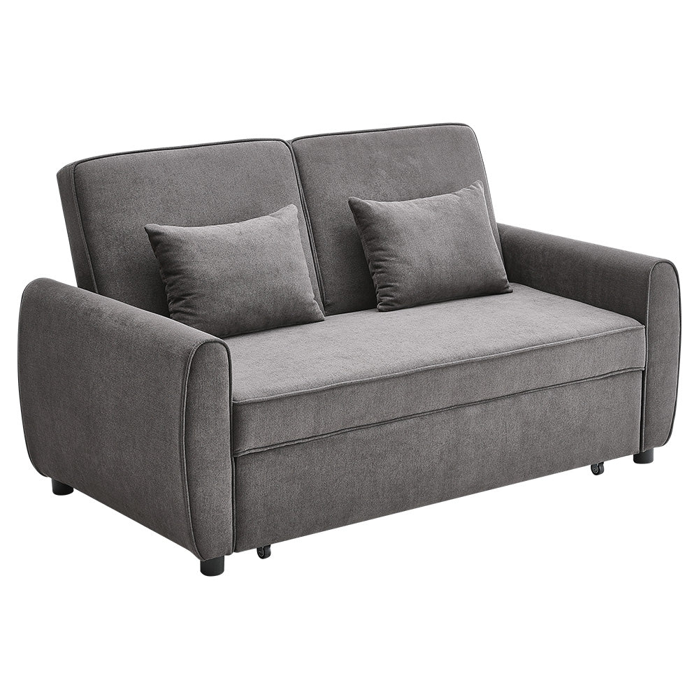 Livingandhome Grey Convertible Sofa Bed with 2 Pillows - Image 2