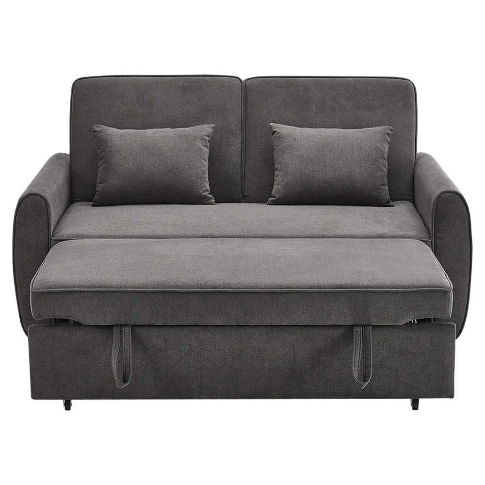 Livingandhome Grey Convertible Sofa Bed with 2 Pillows - Image 3