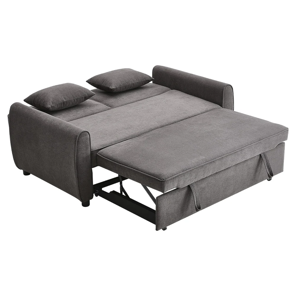 Livingandhome Grey Convertible Sofa Bed with 2 Pillows - Image 5