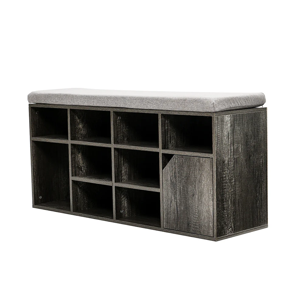Livingandhome Grey Padded Shoe Storage Bench - Image 7