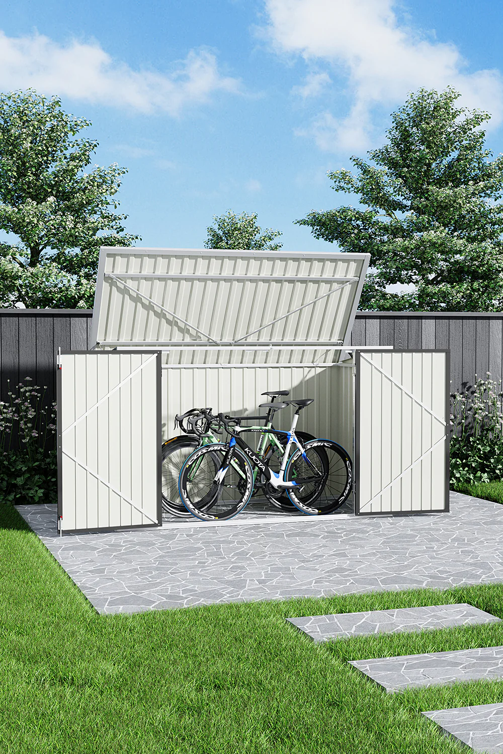 Livingandhome Heavy Duty Steel Bicycle/Bin Storage Shed - Image 2