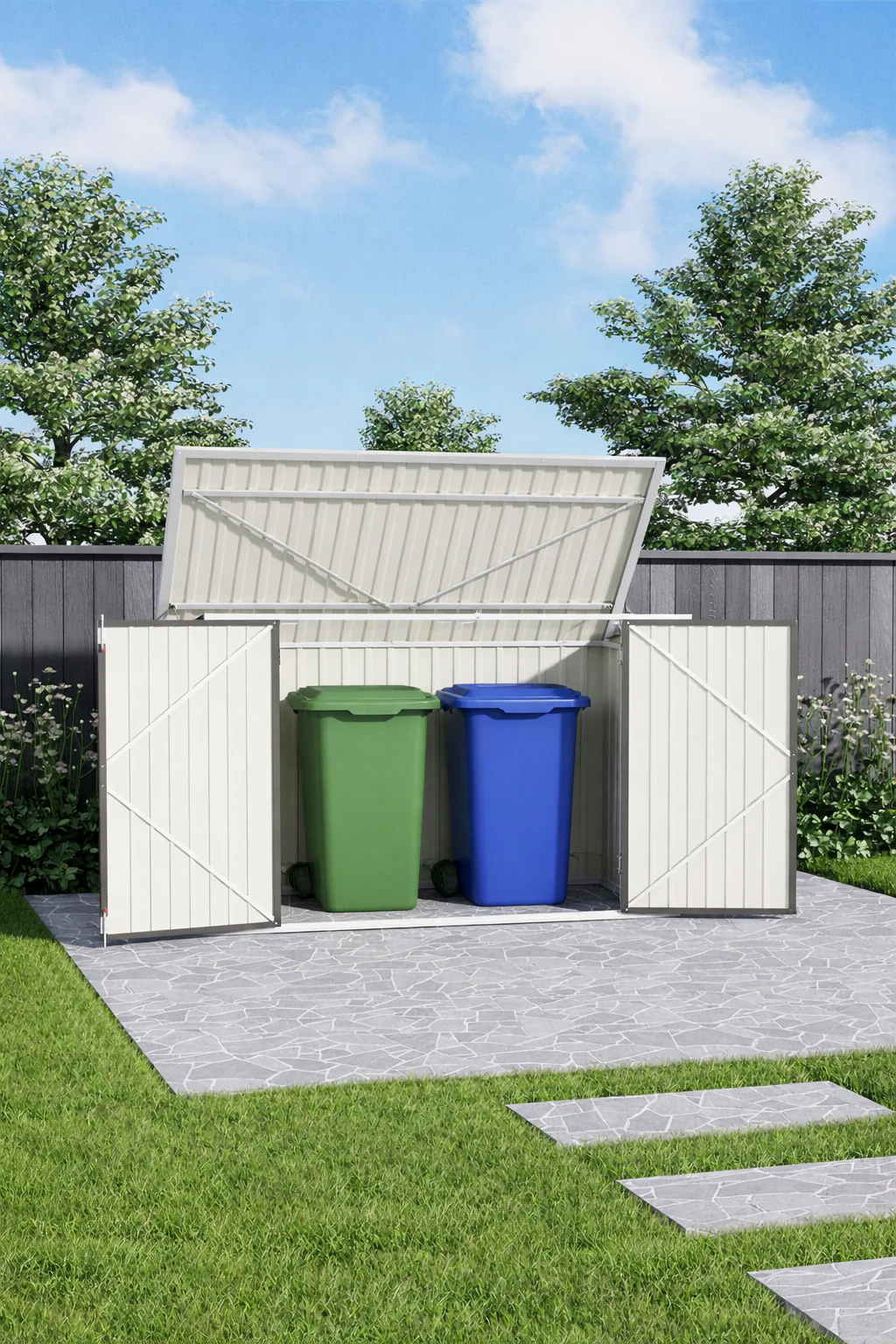 Livingandhome Heavy Duty Steel Bicycle/Bin Storage Shed - Image 3
