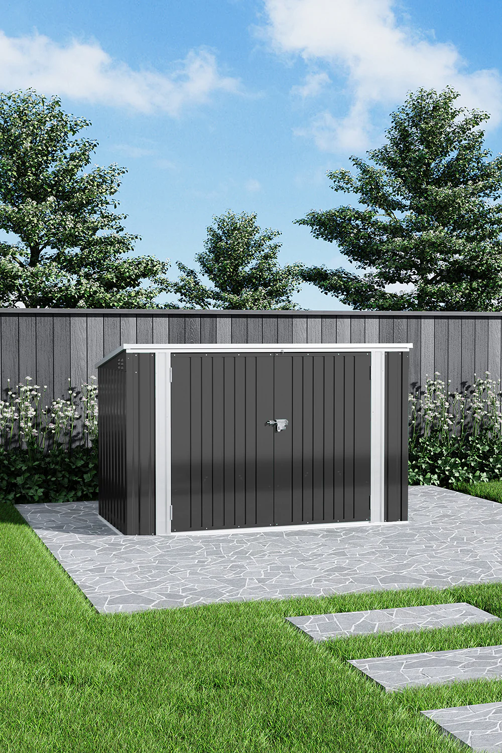 Livingandhome Heavy Duty Steel Bicycle/Bin Storage Shed - Image 4