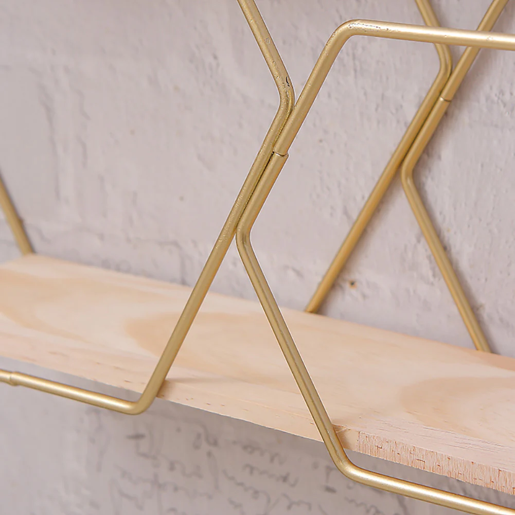 Livingandhome Honeycomb Modern Hexagonal 2 Tier Wall Floating Shelf - Image 5