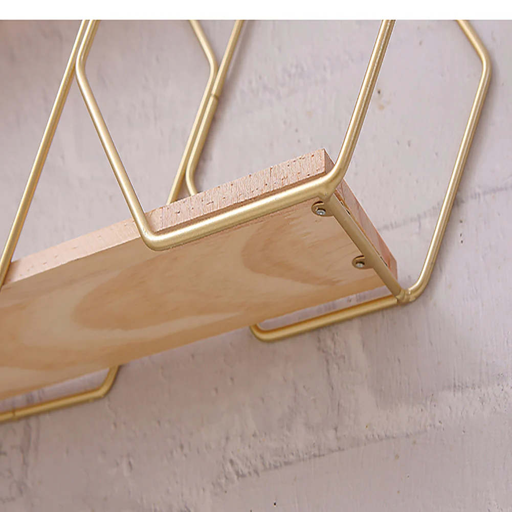 Livingandhome Honeycomb Modern Hexagonal 2 Tier Wall Floating Shelf - Image 6