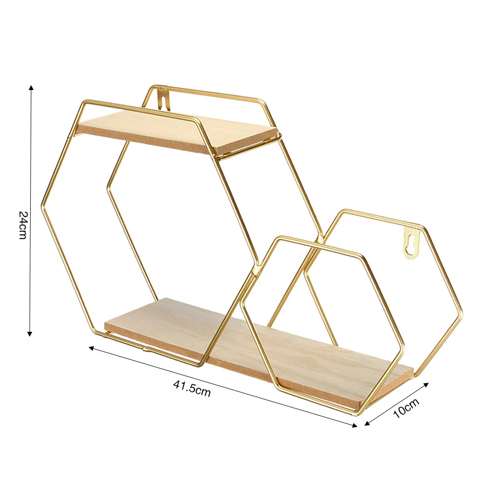 Livingandhome Honeycomb Modern Hexagonal 2 Tier Wall Floating Shelf - Image 7