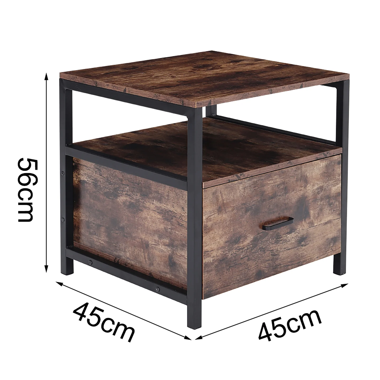 Livingandhome Industrial 1 Drawer Bedside Table Bedroom - Image 6