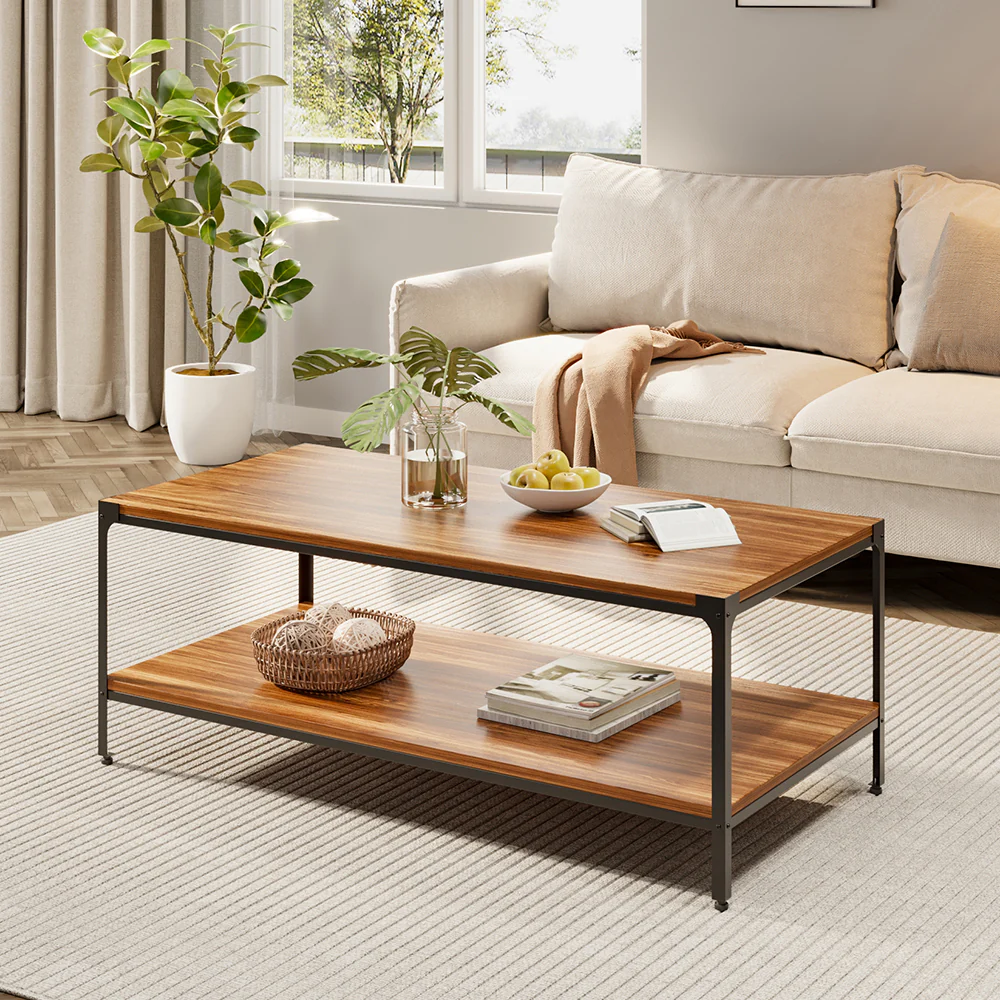 Livingandhome Industrial Style 2-Tier Coffee Table - Image 2
