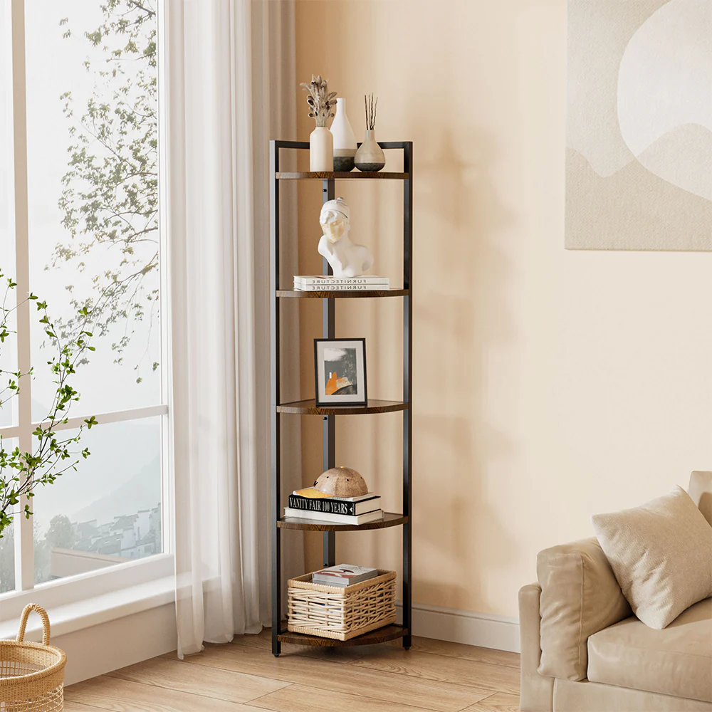 Livingandhome Industrial Style 5-Tier Corner Storage Rack