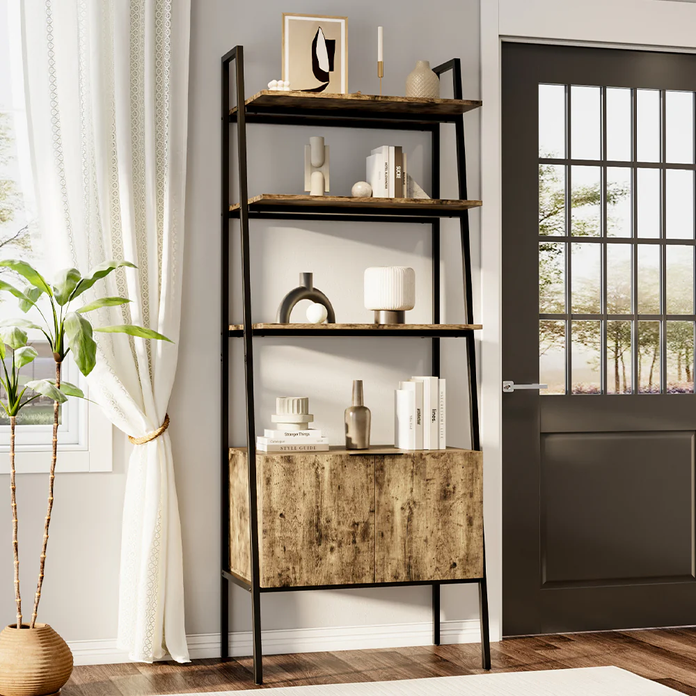 Livingandhome Industrial Style Wooden Bookshelf - Image 2