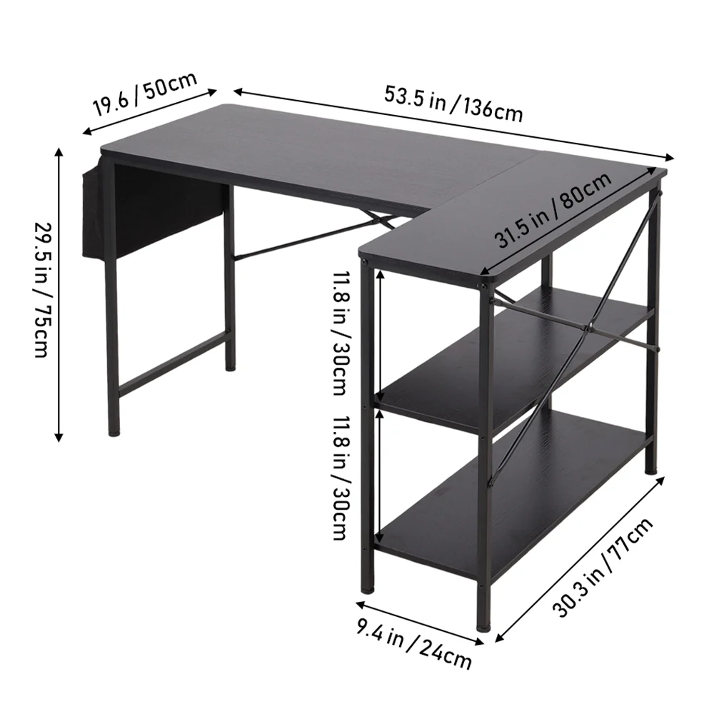 Livingandhome L-Shaped Office Desk with Storage - Image 2